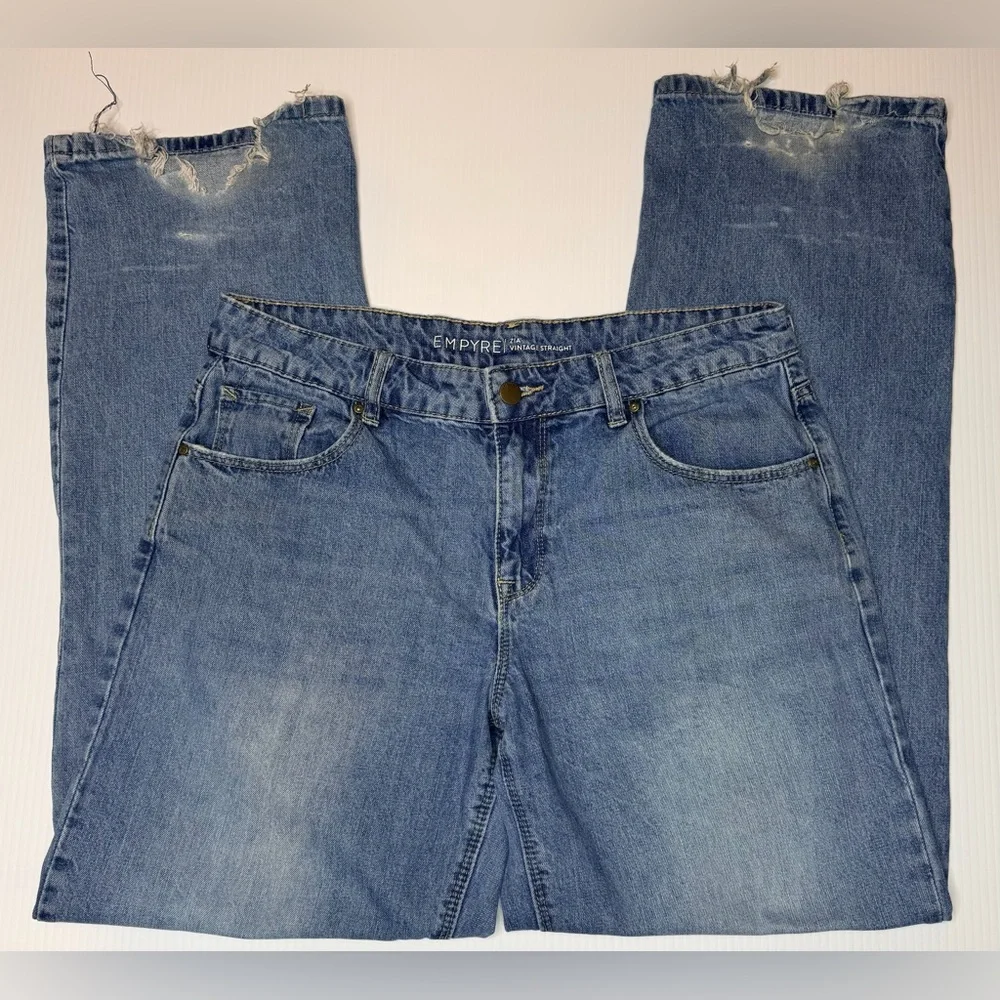 Empyre Zia Low-Rise Vintage Straight Jeans Heavily Distressed/Skater Vibe Size 6